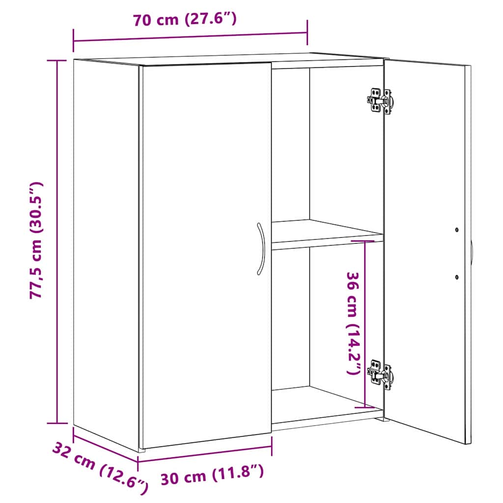 Kontorskap med hylle Svart Eik 70 x 32 x 77.5 cm Konstruert tre