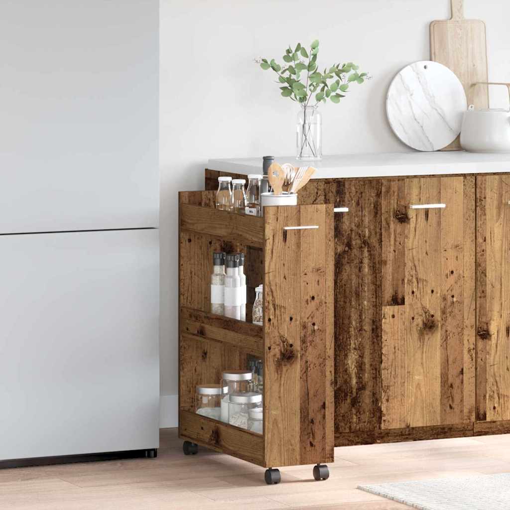 Kabinett med hjul Gammelt tre 60 x 22 x 79 cm