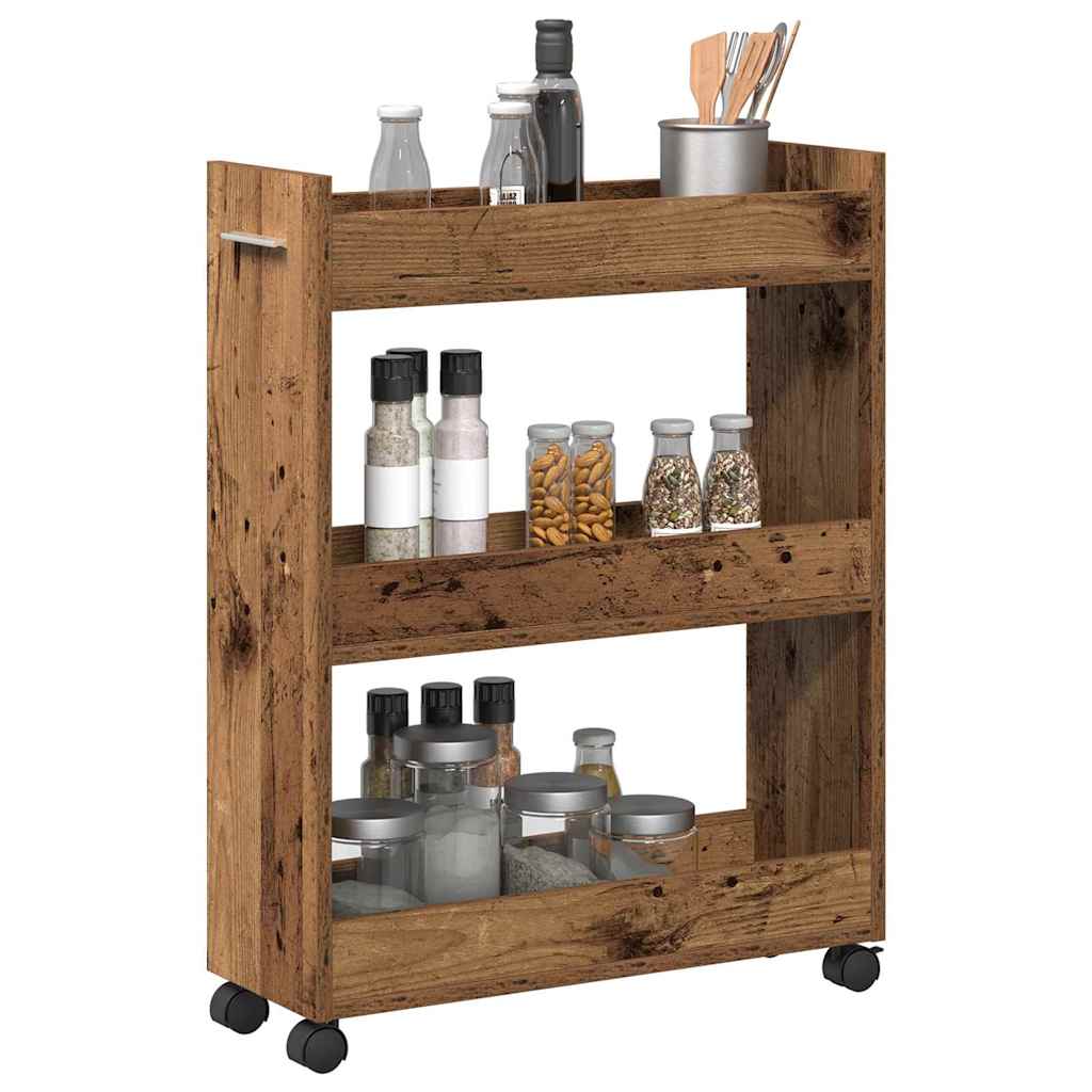 Kabinett med hjul Gammelt tre 60 x 22 x 79 cm