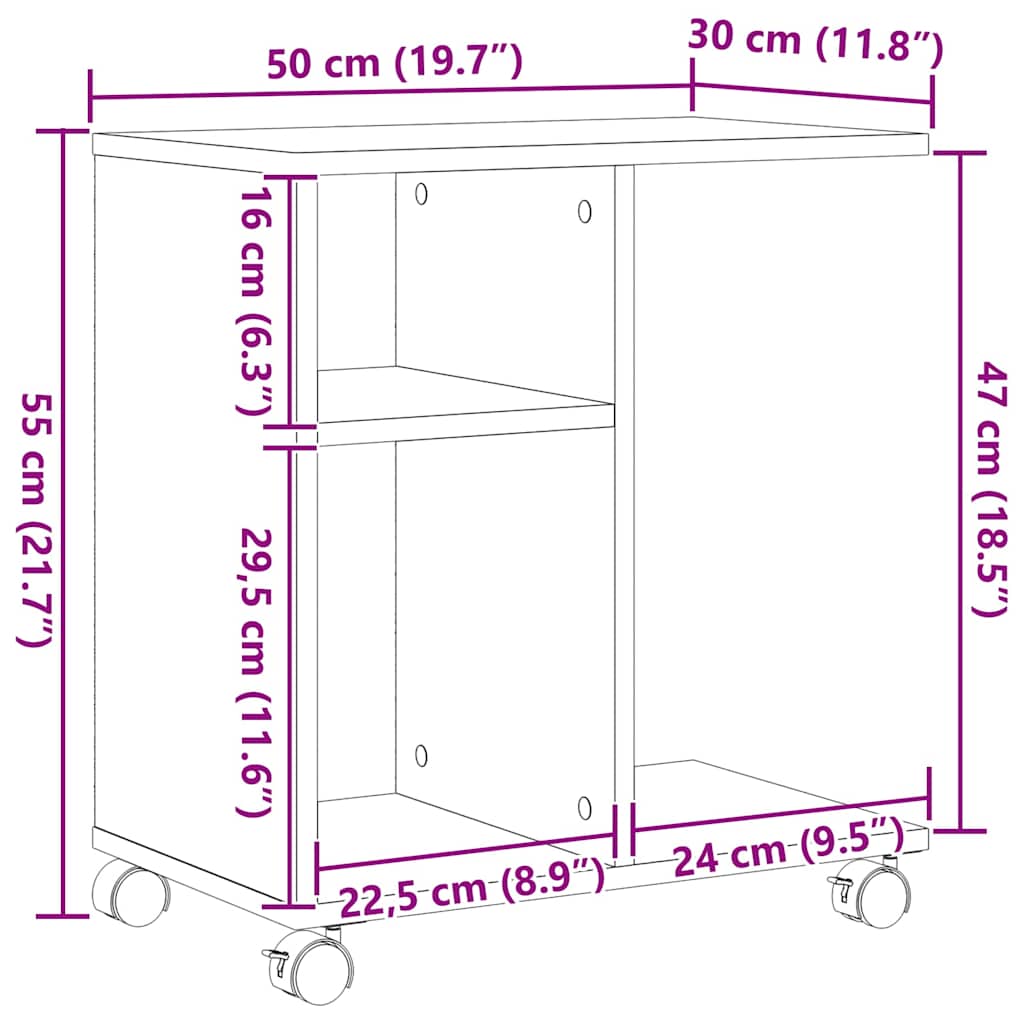 Sidebord med hylle artisan eik 50 x 30 x 55 cm Konstruert tre