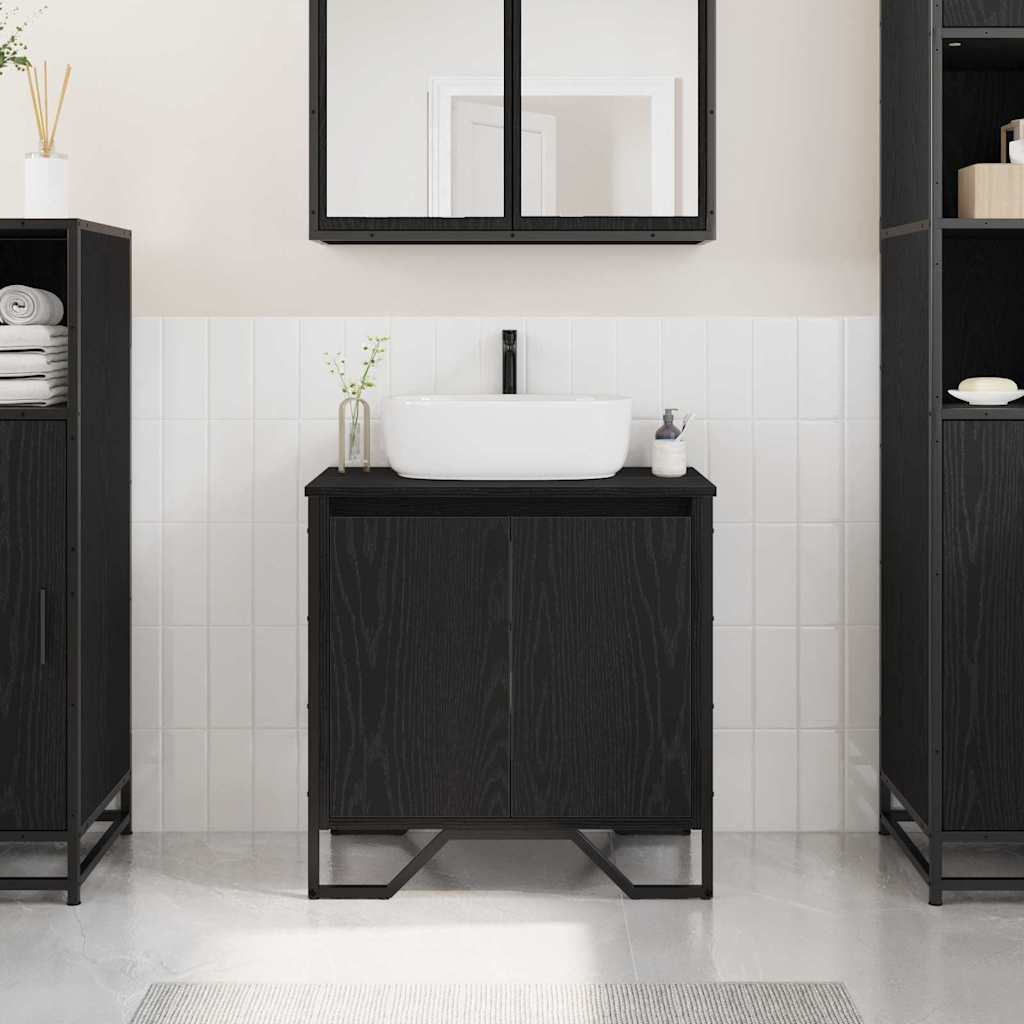 Baderomsvaskeskap Svart Eik 60 x 35 x 60 cm Konstruert tre