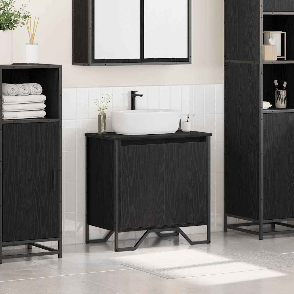 Baderomsvaskeskap Svart Eik 60 x 35 x 60 cm Konstruert tre
