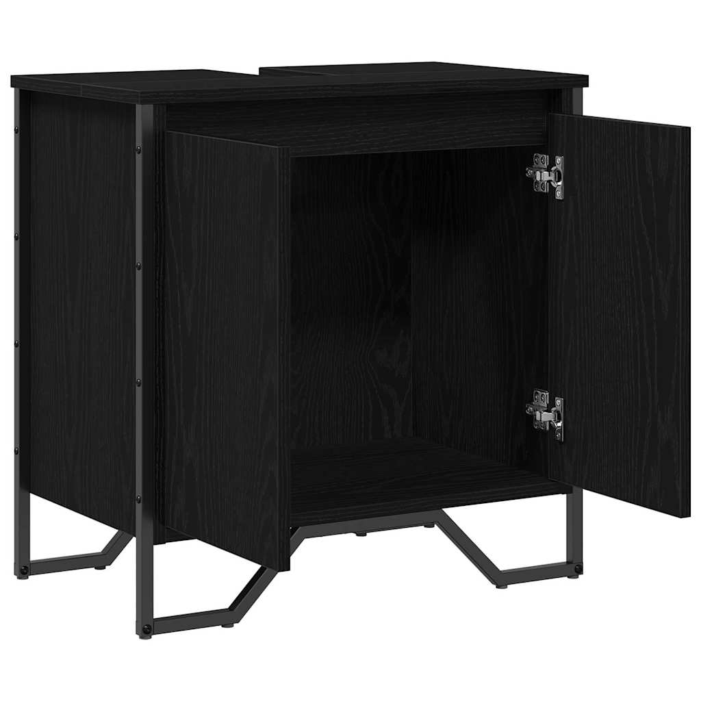 Baderomsvaskeskap Svart Eik 60 x 35 x 60 cm Konstruert tre