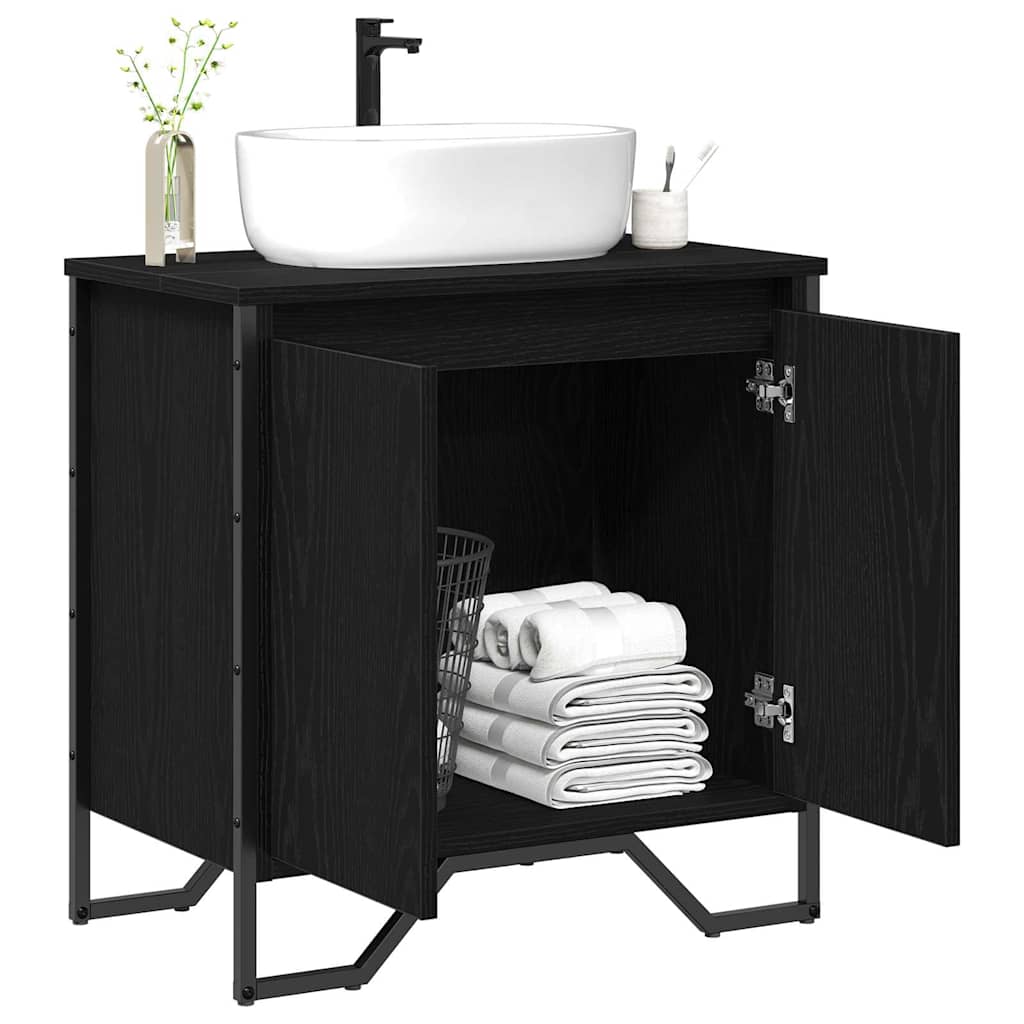 Baderomsvaskeskap Svart Eik 60 x 35 x 60 cm Konstruert tre