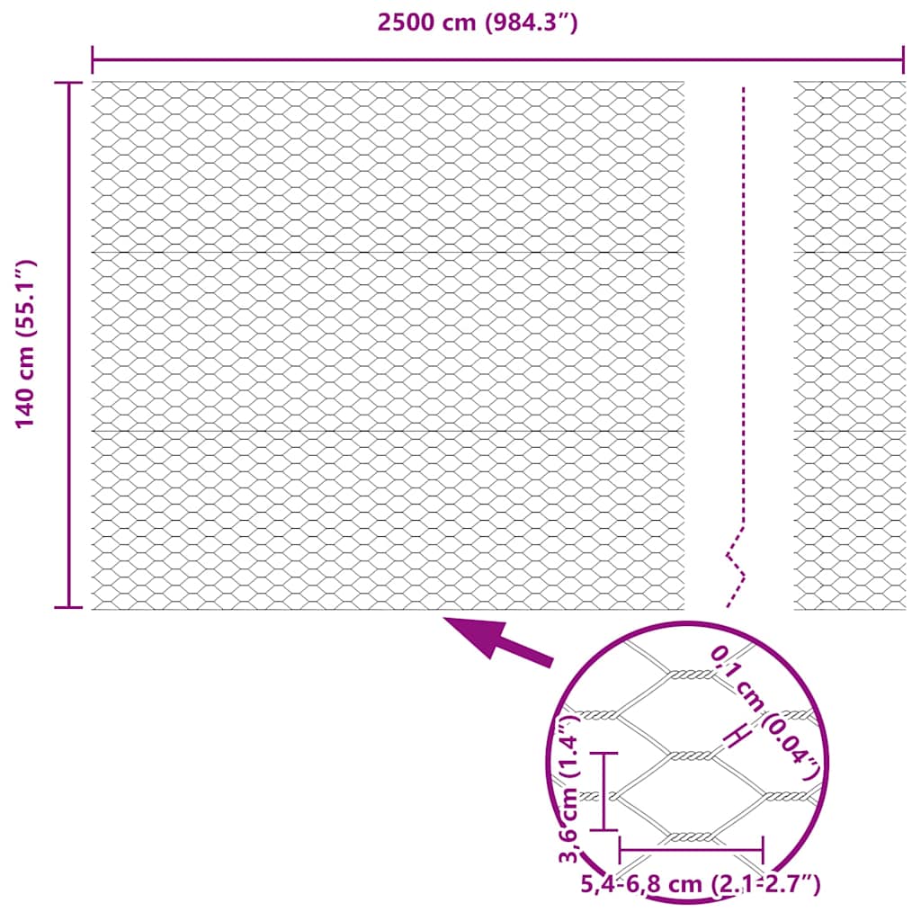 Sekskantet gjerde grønn 1,4 x 25 m PVC