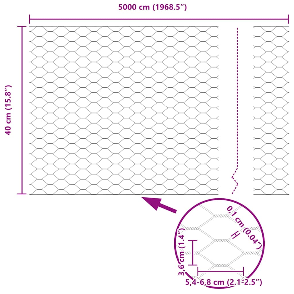 Sekskantet gjerde grønn 0,4 x 50 m PVC