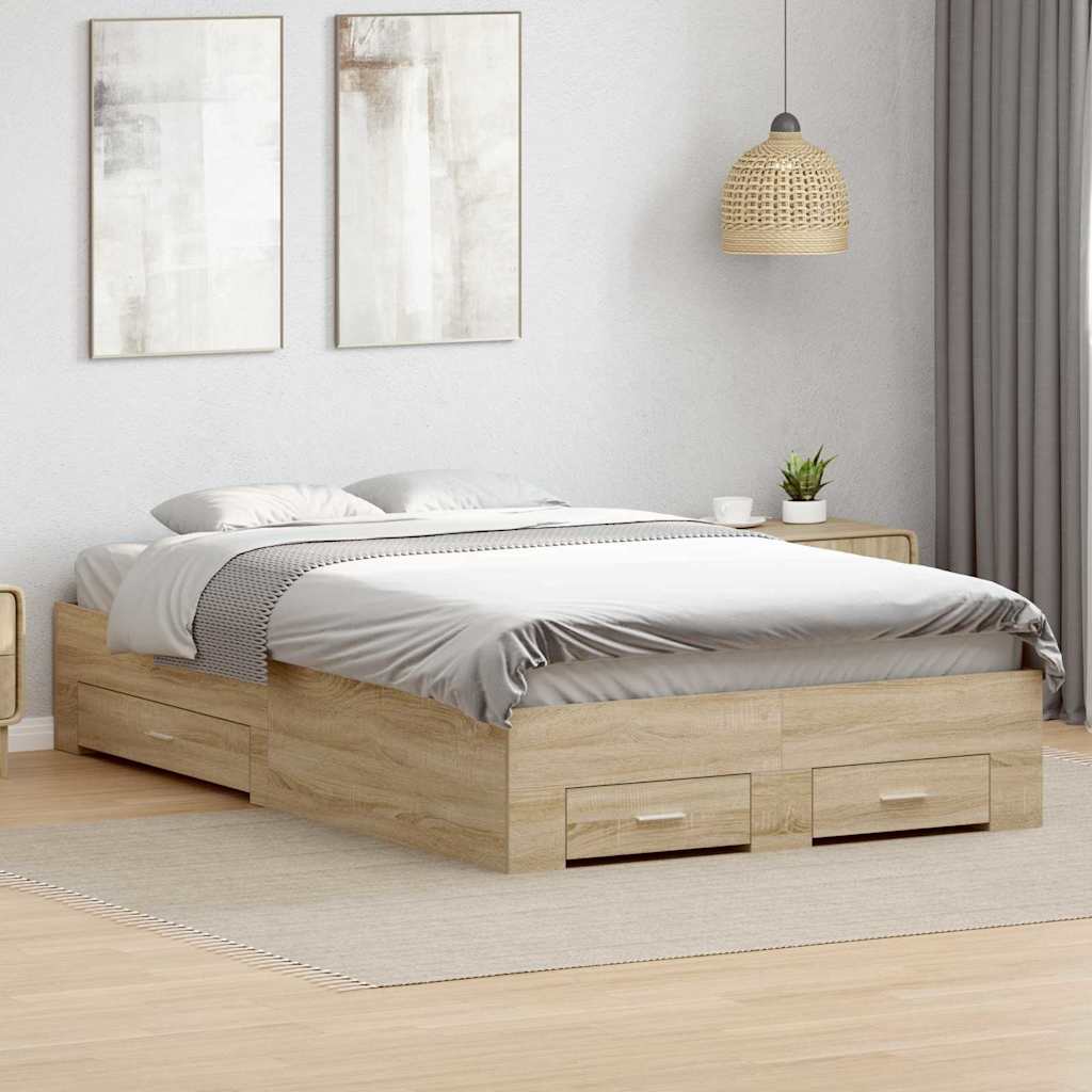 Sengestamme med skuff Brun 120 x 190 cm Konstruert tre vidaXL