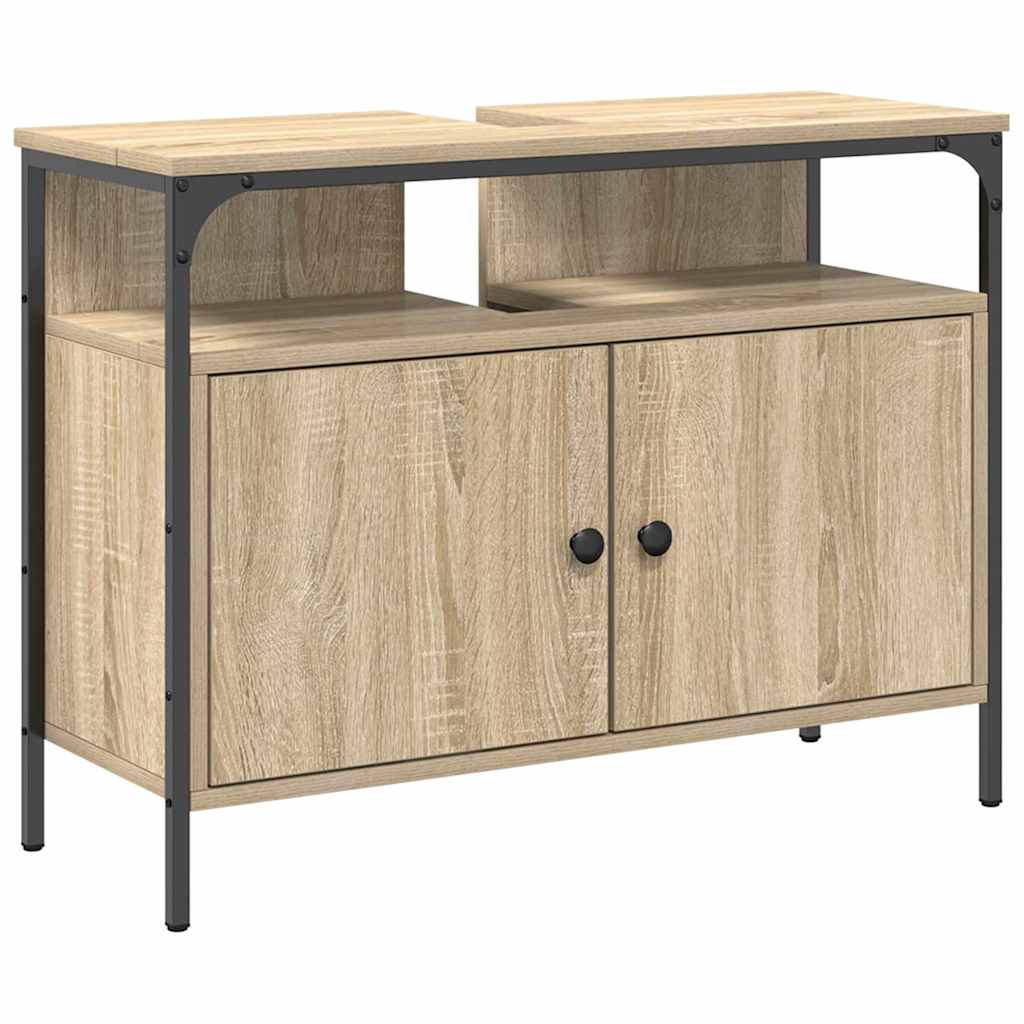 Baderomsinnredningssett med hylle 3 pcs Brun Konstruert tre