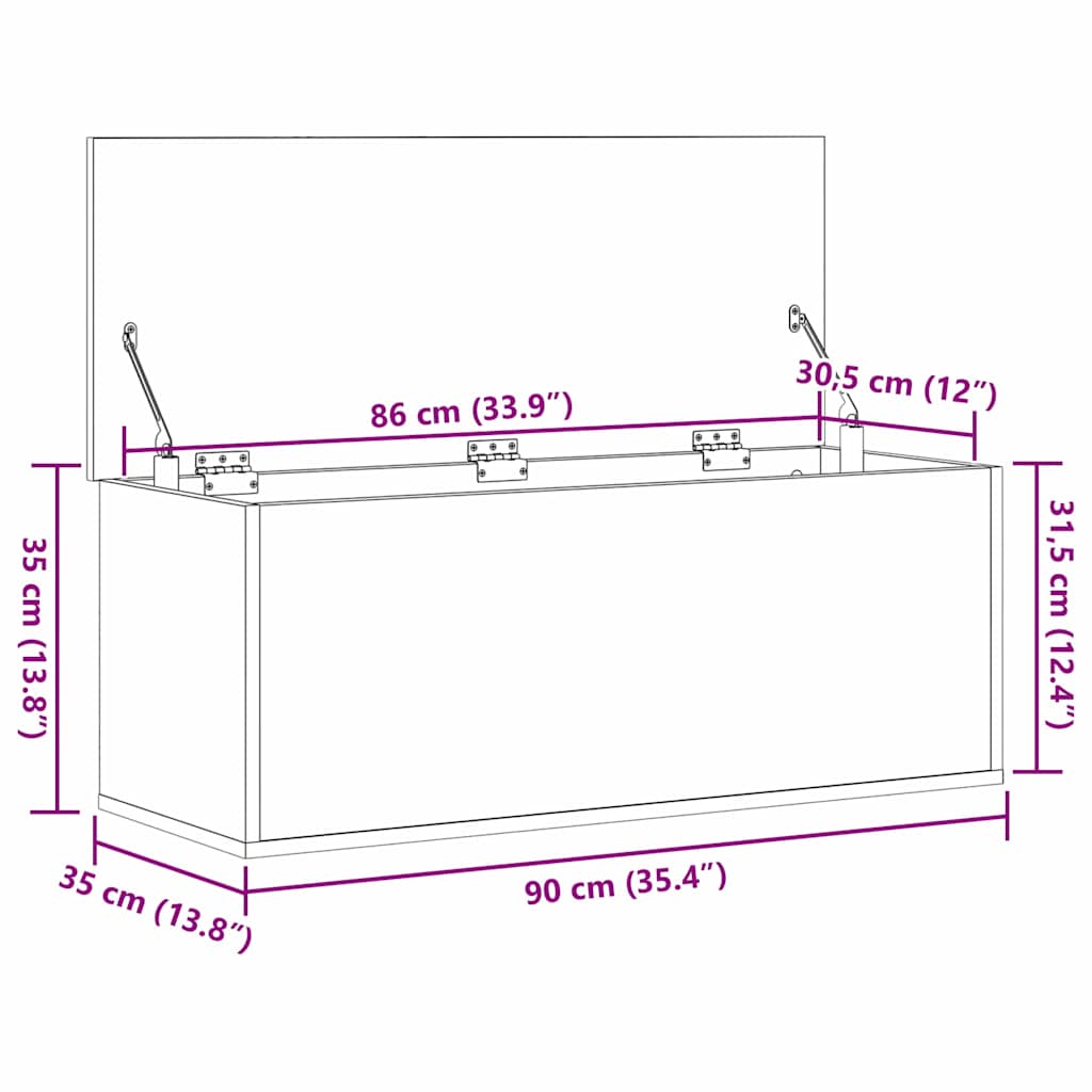 Lagringsboks Artisan Eik 90 x 35 x 35 cm Konstruert tre