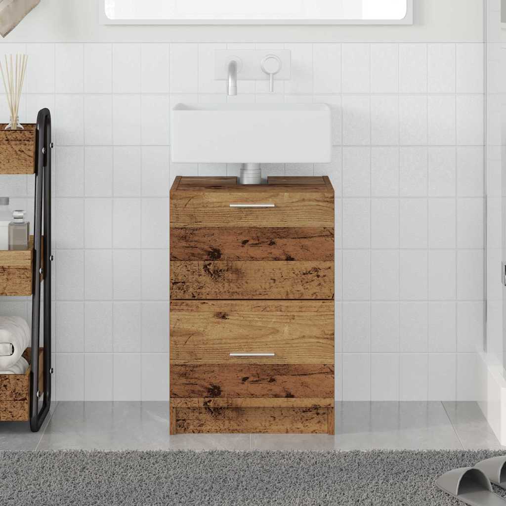 Baderomsskap med skuff Gamle tre 40 x 37 x 59 cm Konstruert tre