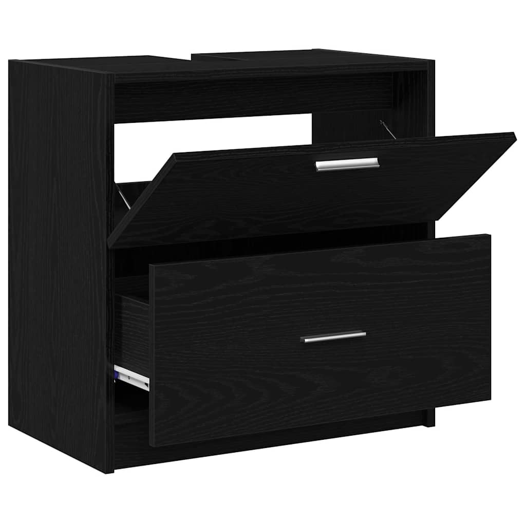 Baderomsskap med skuff Svart Eik 59 x 37 x 59 cm Konstruert tre