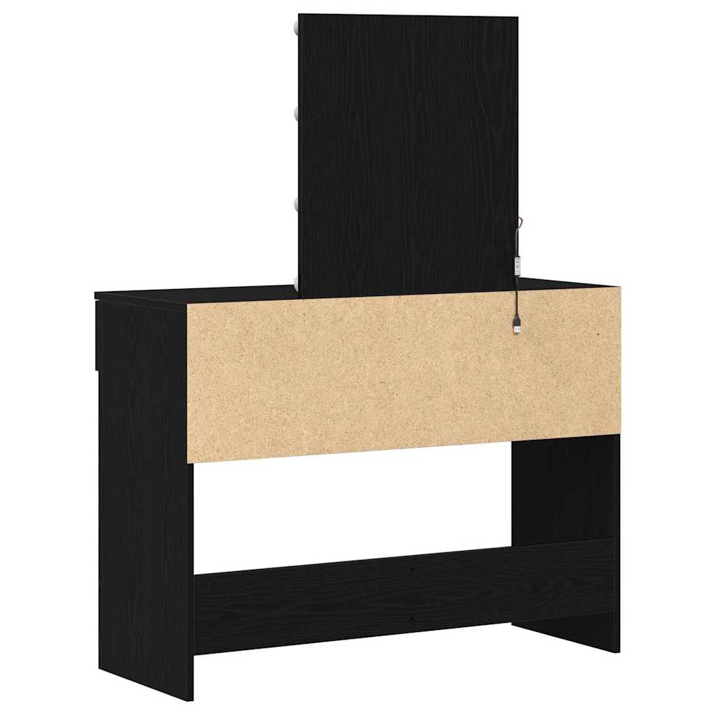 Sminkebord med skuff Svart Eik 100 x 40 x 130 cm Konstruert tre