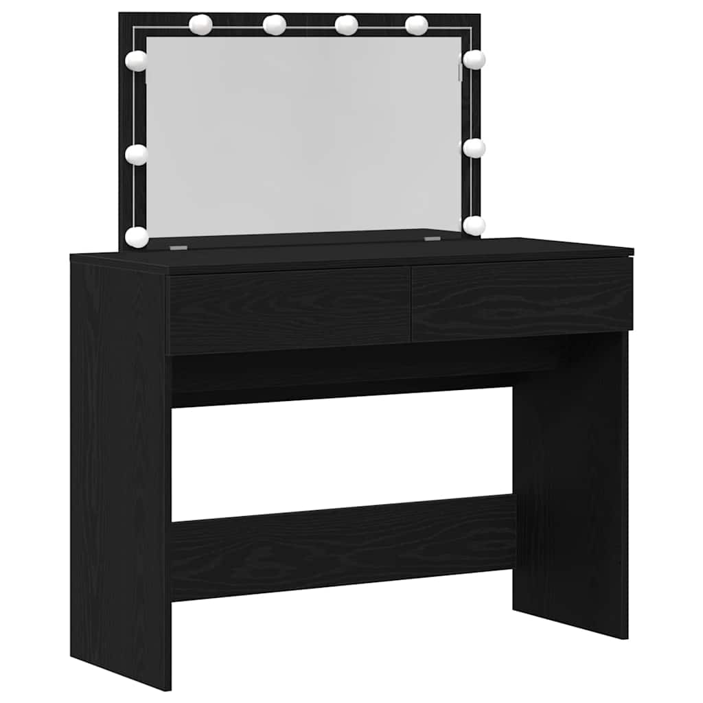 Sminkebord med skuff Svart Eik 100 x 40 x 120 cm Konstruert tre