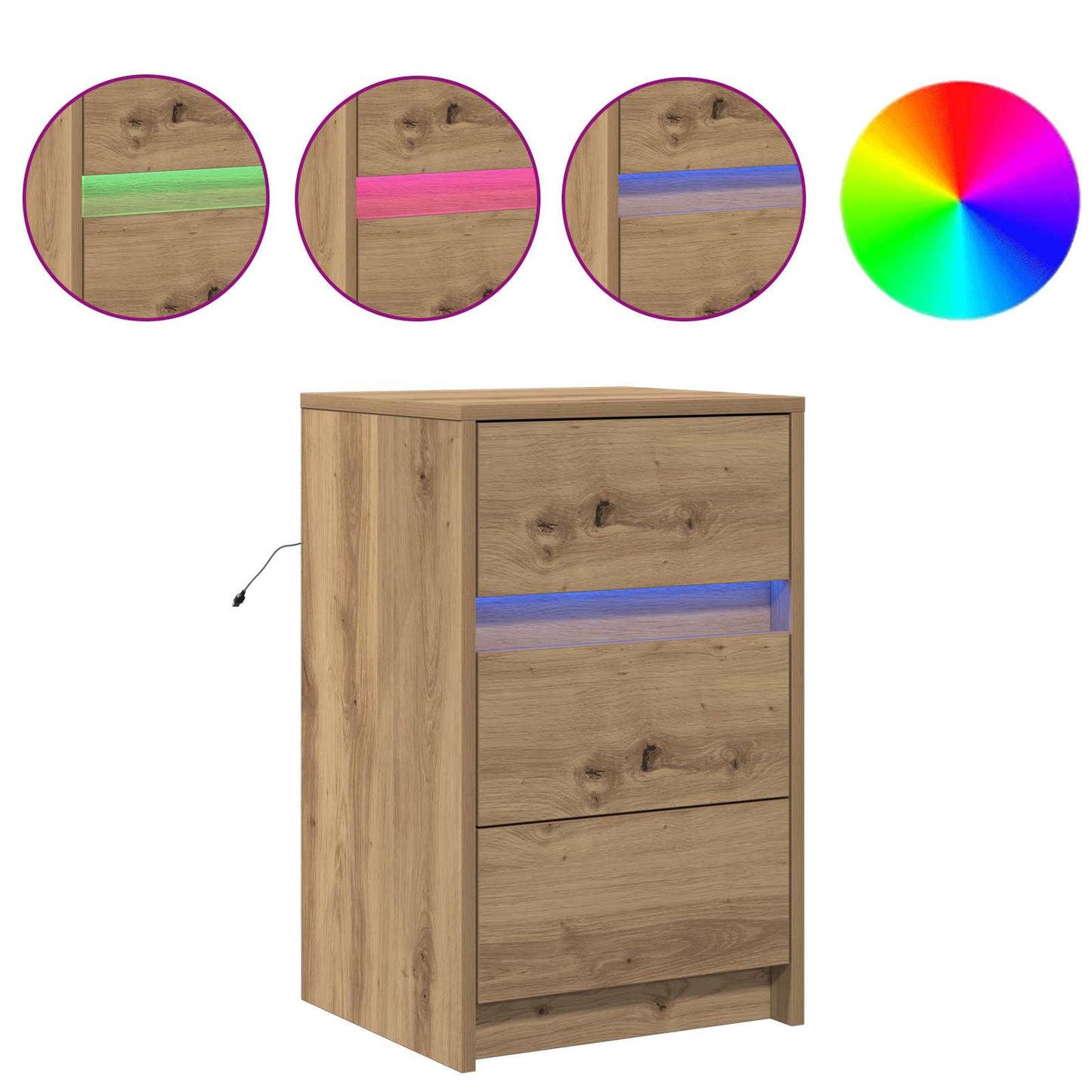 Nattbordskap Artisan Eik 38 x 34 x 61 cm Konstruert tre