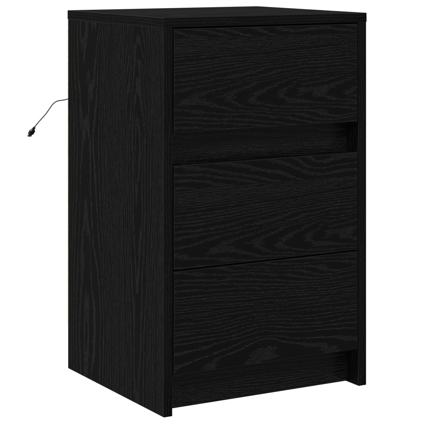 Nattbordskap med skuff Svart Eik 38 x 34 x 61 cm Konstruert tre