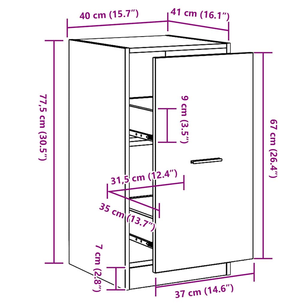 Apotekskap Svart eik 40 x 41 x 77.5 cm Konstruert tre