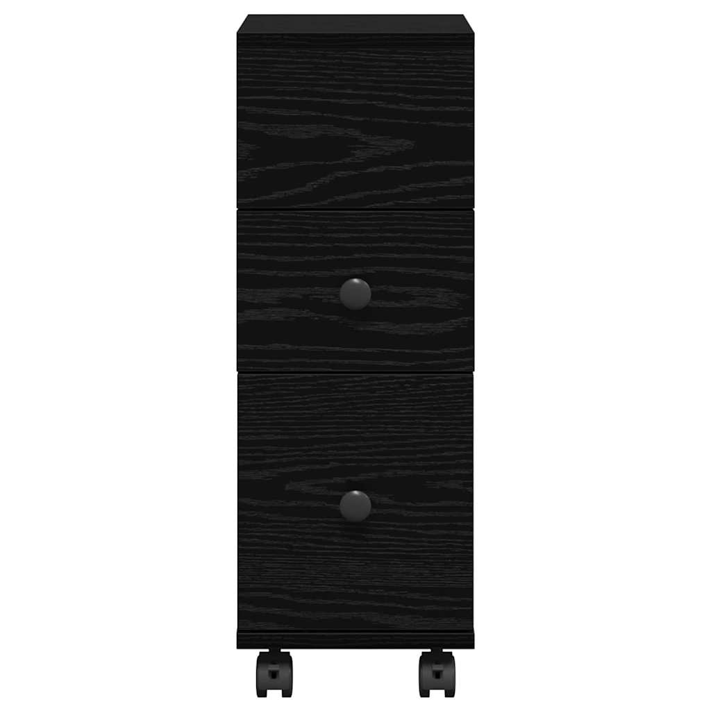 Baderomsinnredningssett med hjul Svart Eik 33 x 23 x 65 cm