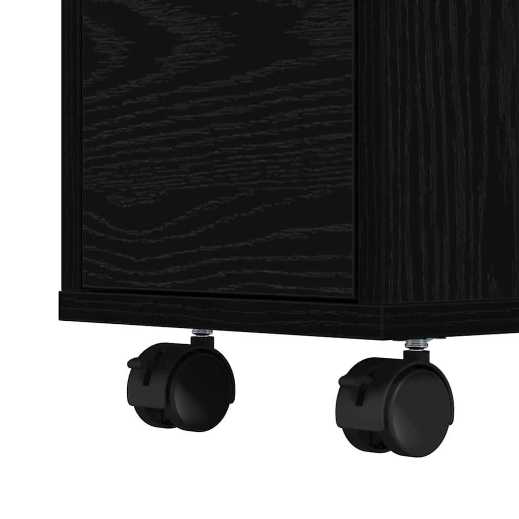 Baderomsinnredningssett med hjul Svart Eik 65 x 23 x 87 cm