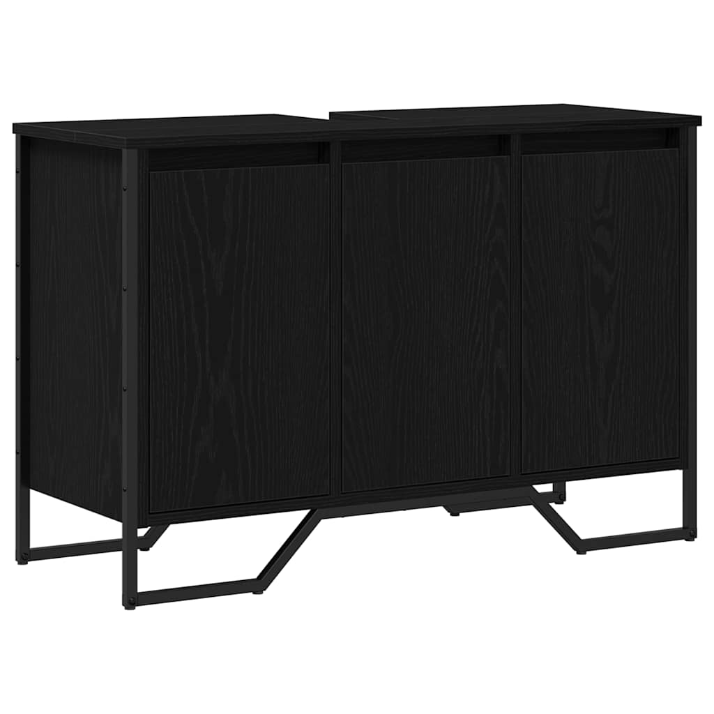 Baderomsvaskeskap Svart Eik 91 x 35 x 60 cm Konstruert tre