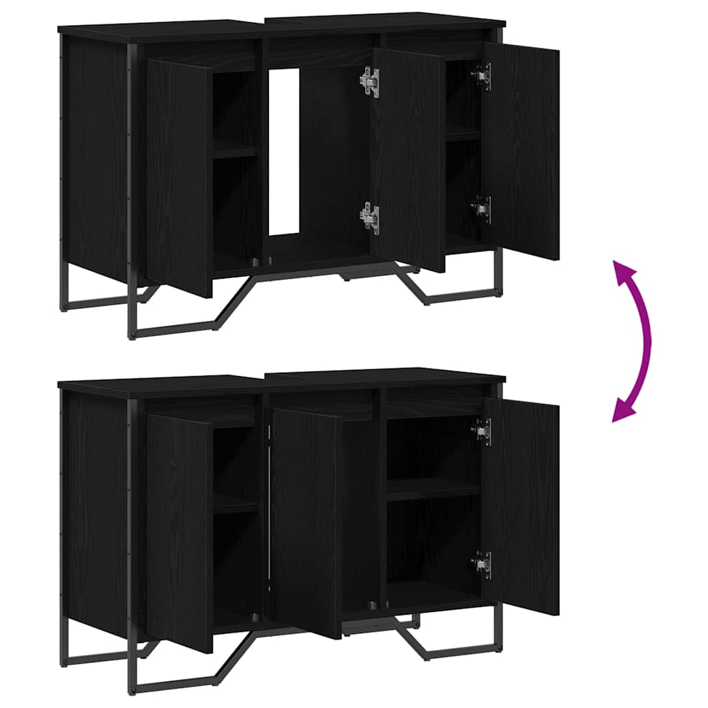 Baderomsvaskeskap Svart Eik 91 x 35 x 60 cm Konstruert tre