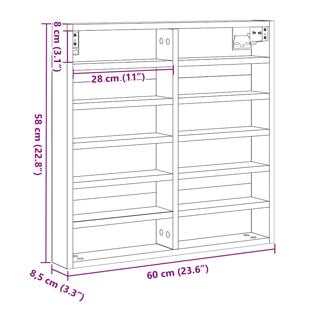 Visningsskap Artisan Eik 60 x 8,5 x 58 cm Konstruert tre