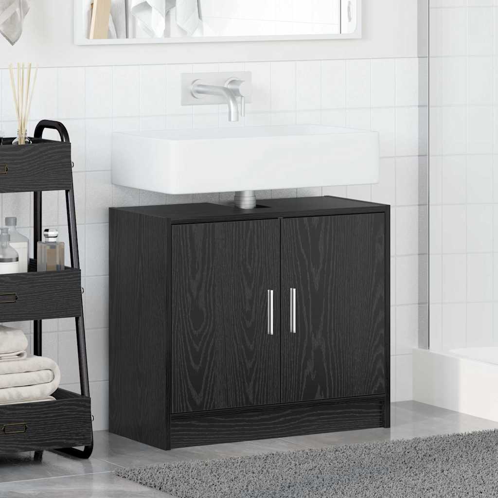 Baderomsskap med dør Svart Eik 63 x 29 x 55 cm Konstruert tre