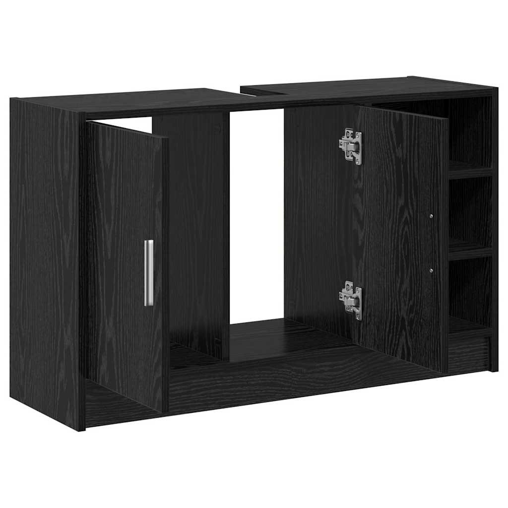 Baderomsskap med hylle Svart Eik 90 x 29 x 55 cm Konstruert tre