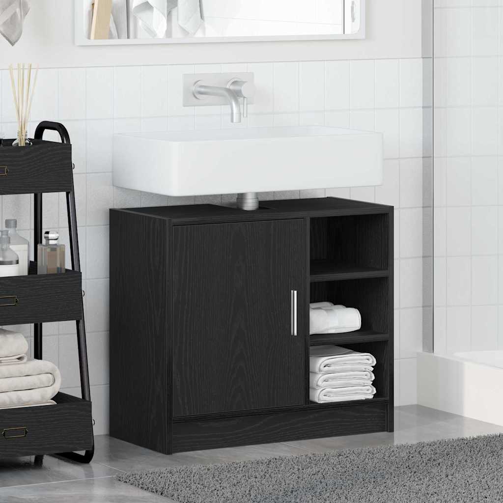 Baderomsskap med hylle Svart Eik 63 x 29 x 55 cm Konstruert tre