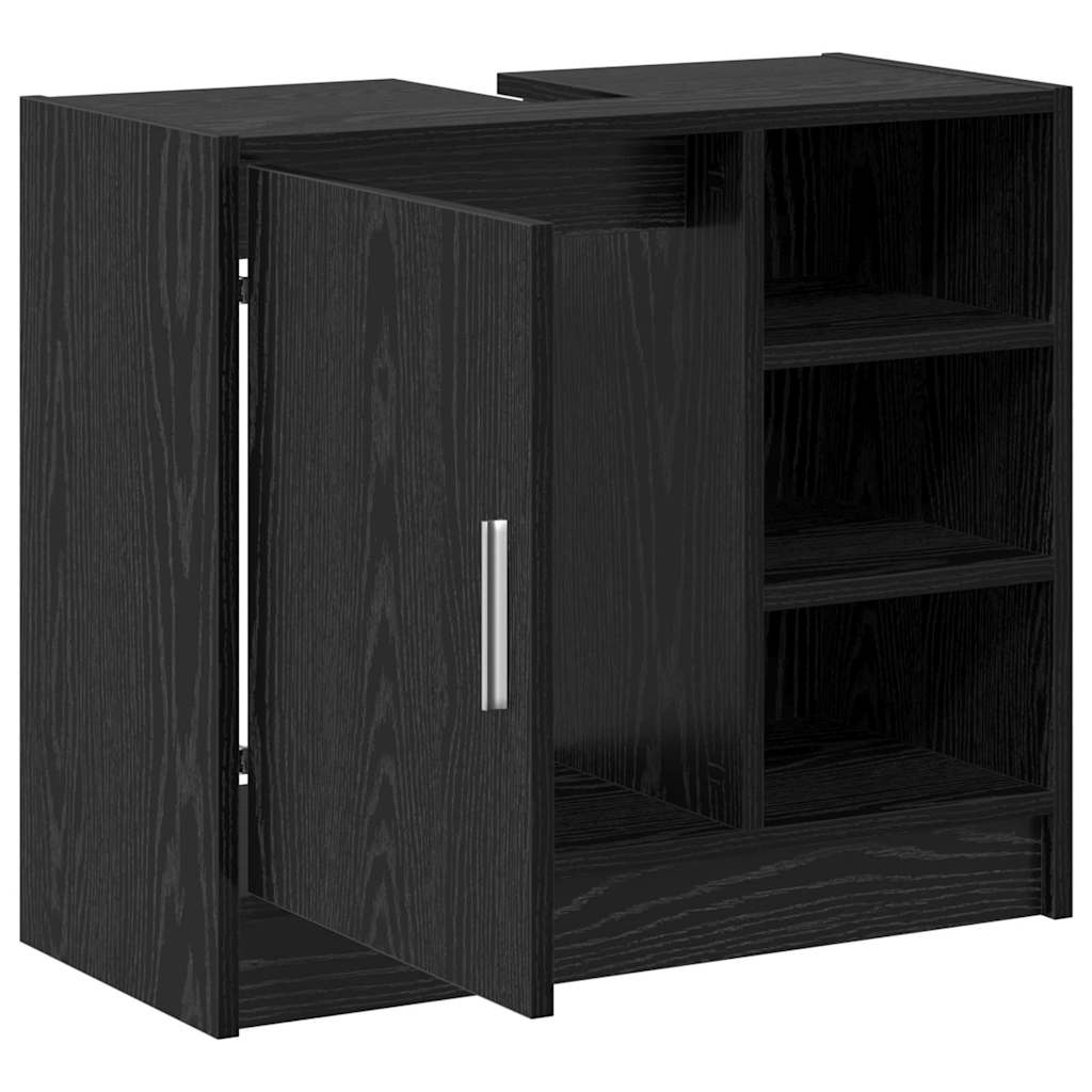 Baderomsskap med hylle Svart Eik 63 x 29 x 55 cm Konstruert tre