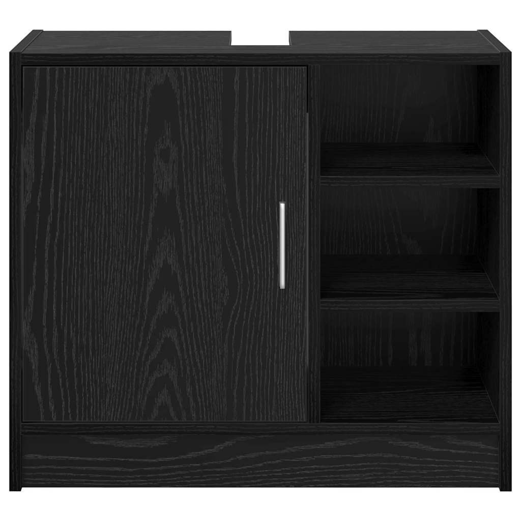 Baderomsskap med hylle Svart Eik 63 x 29 x 55 cm Konstruert tre