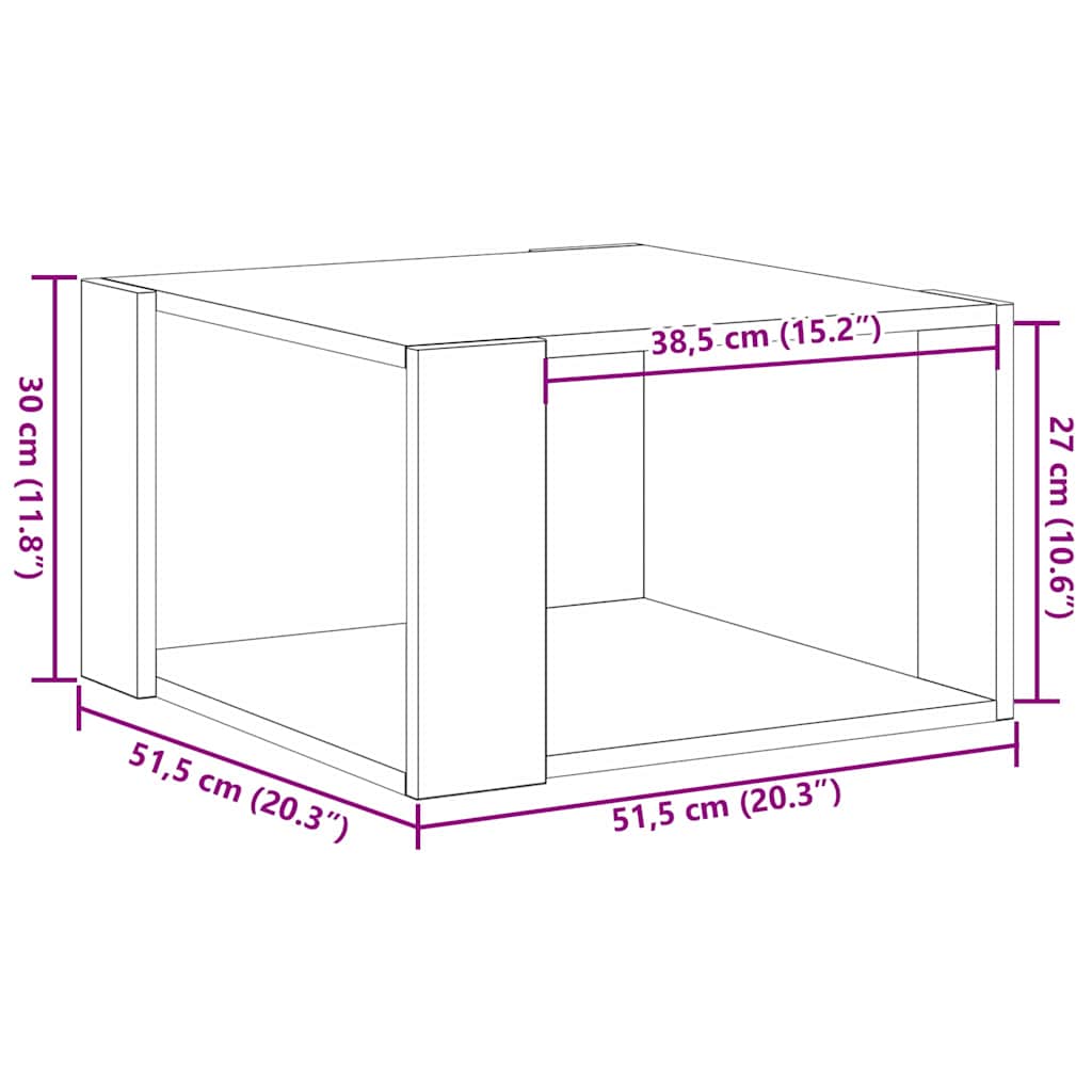 Kaffebord Svart Eik 51,5 x 51,5 x 30 cm Konstruert tre