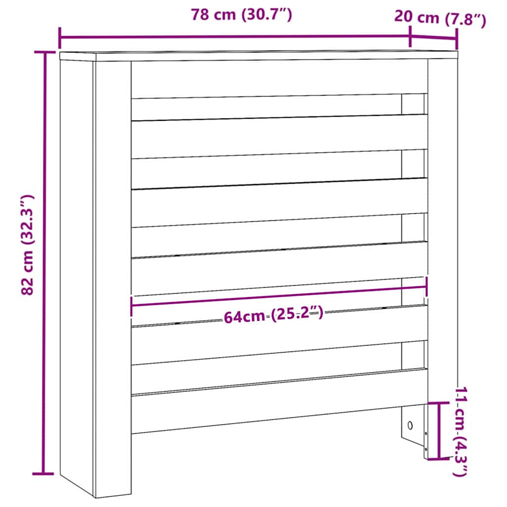 Radiator Deksel Svart Eik 78 x 20 x 82 cm Konstruert tre