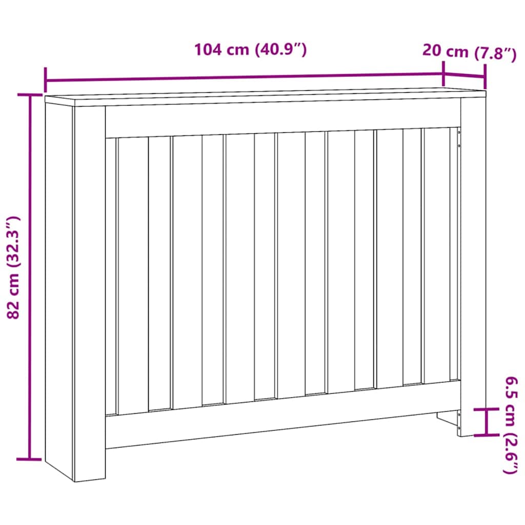 Radiator Deksel Svart Eik 104 x 20 x 82 cm Konstruert tre