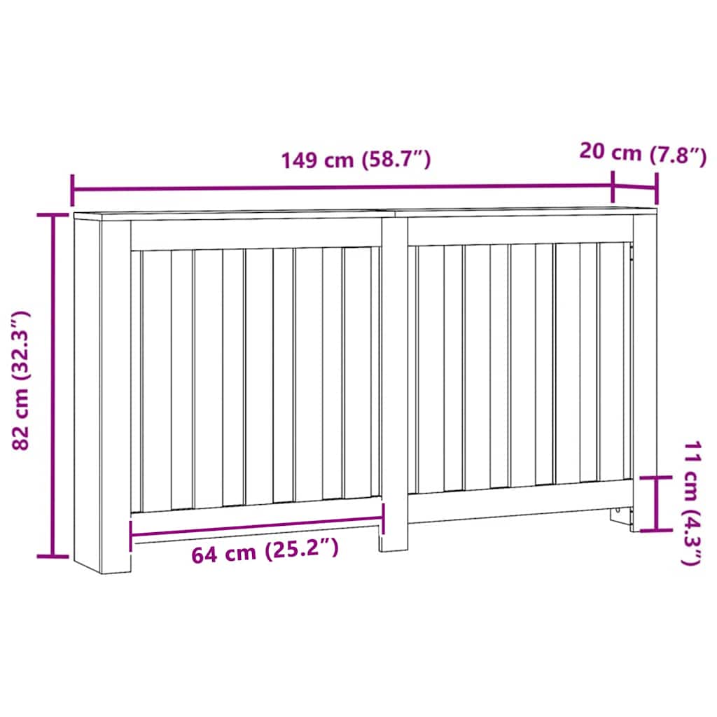 Radiator Deksel Svart Eik 149 x 20 x 82 cm Konstruert tre