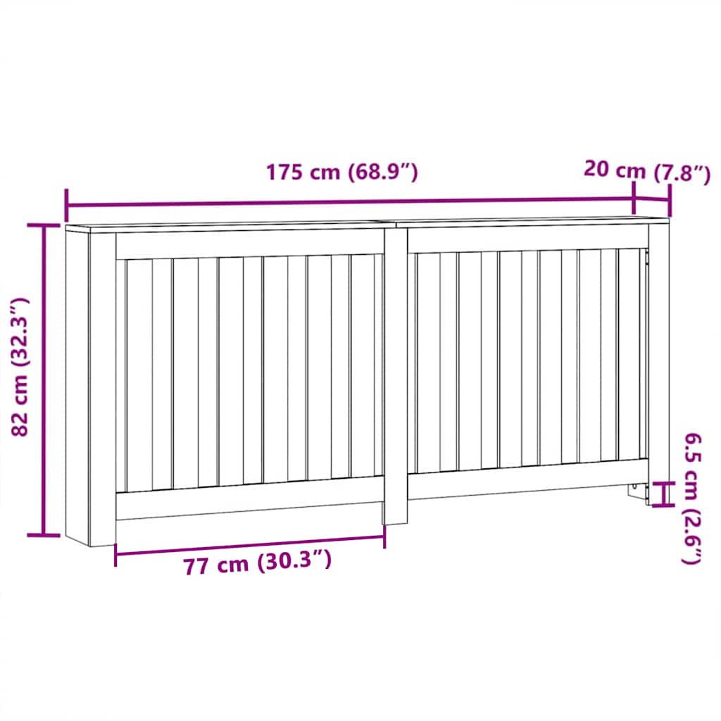Radiator Deksel Svart Eik 175 x 20 x 82 cm Konstruert tre