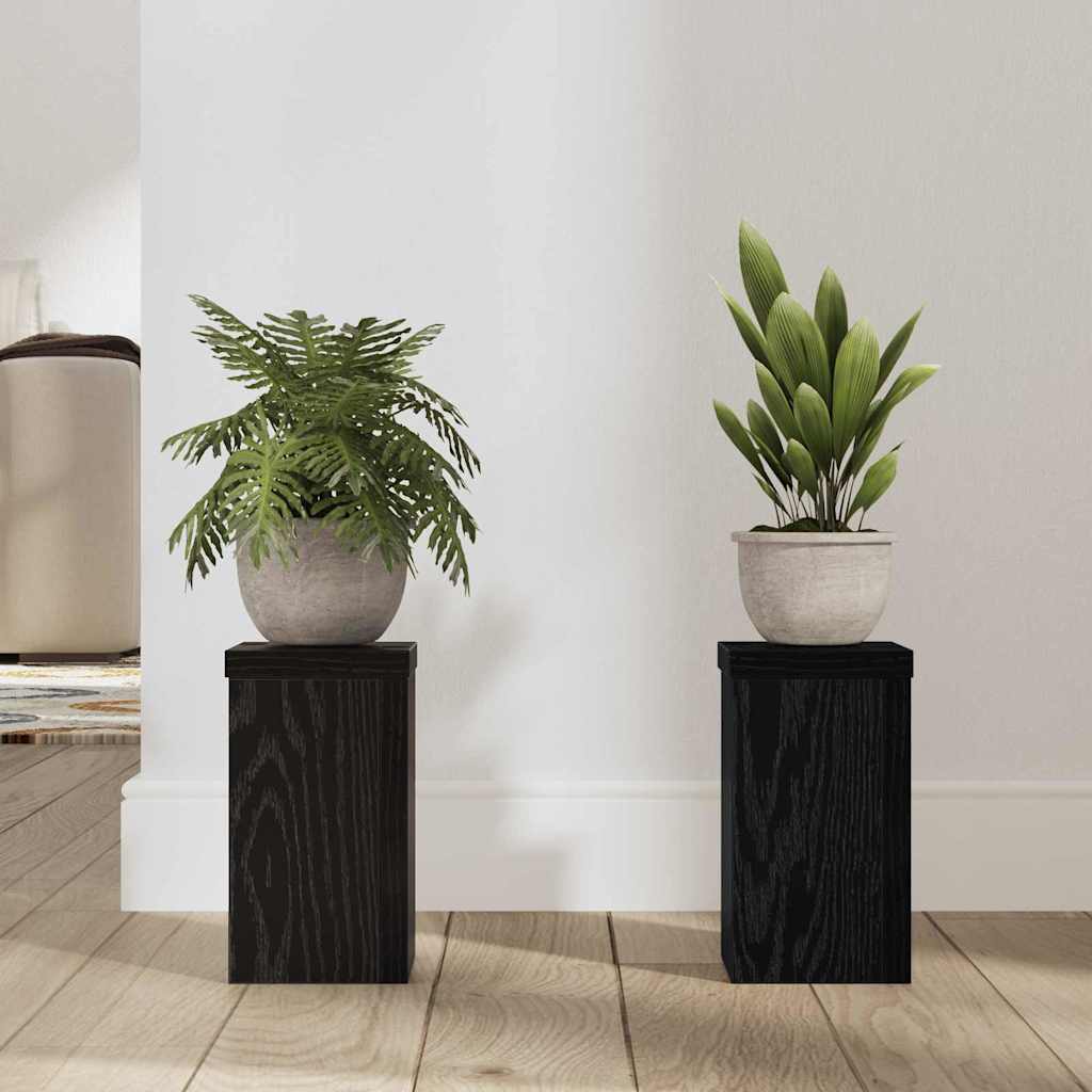 Planteholder 2 pcs Svart Eik 10 x 10 x 18 cm Konstruert tre