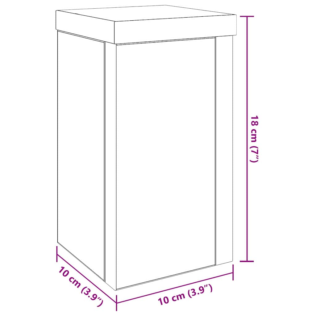Planteholder 2 pcs Svart Eik 10 x 10 x 18 cm Konstruert tre