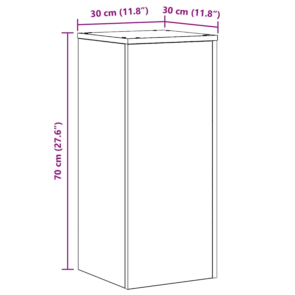Planteholder 2 pcs Svart Eik 30 x 30 x 70 cm Konstruert tre