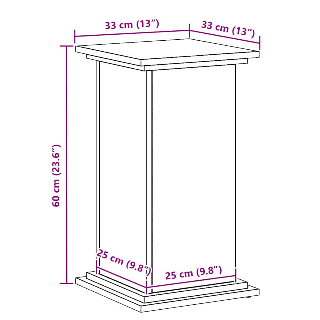 Planteholder Svart Eik 33 x 33 x 60 cm Konstruert tre