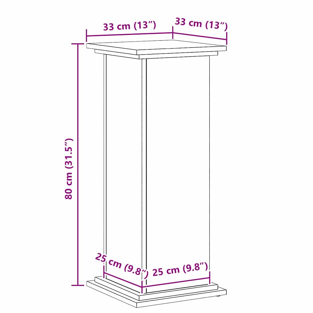 Planteholder Svart Eik 33 x 33 x 80 cm Konstruert tre