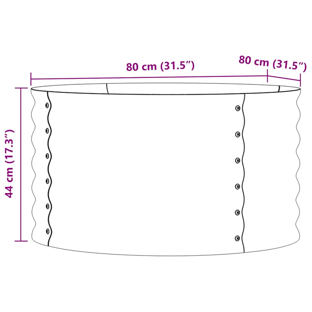 Hevet bed grønn 80 x 80 x 44 cm Stål