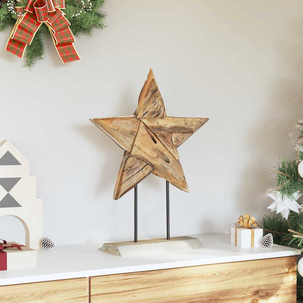 Juletre Stjerne Brun 43,5 x 13,5 x 59 cm Massivt Teaktre