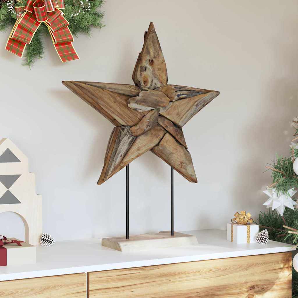 Juletre Stjerne Brun 59,5 x 18 x 74 cm Massivt Teaktre