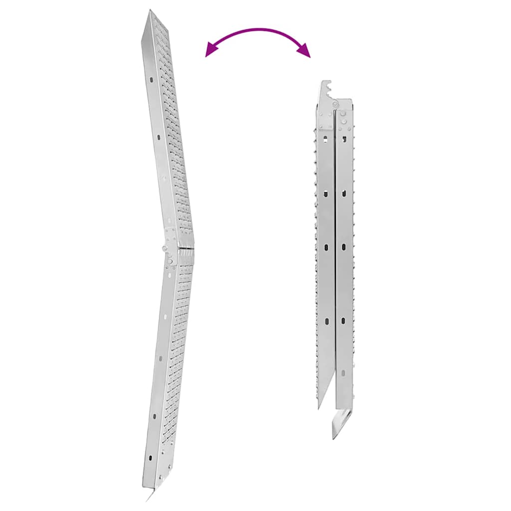 Sammenleggbar rampe 200kg per rampe sølv 186 x 23 x 4,5 cm