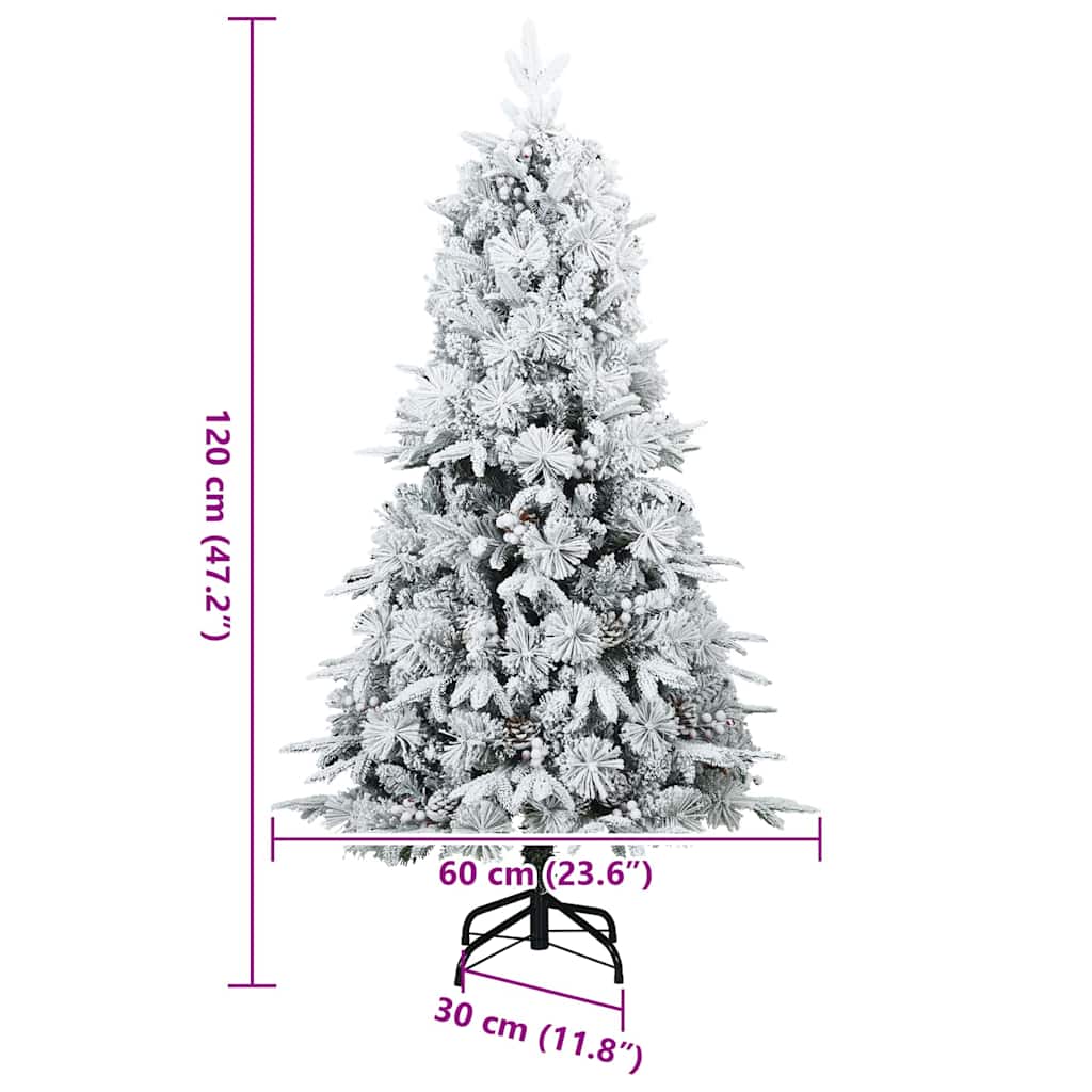 Kunstig svingbar juletre med snødekk med stativ Hvit 120 cm