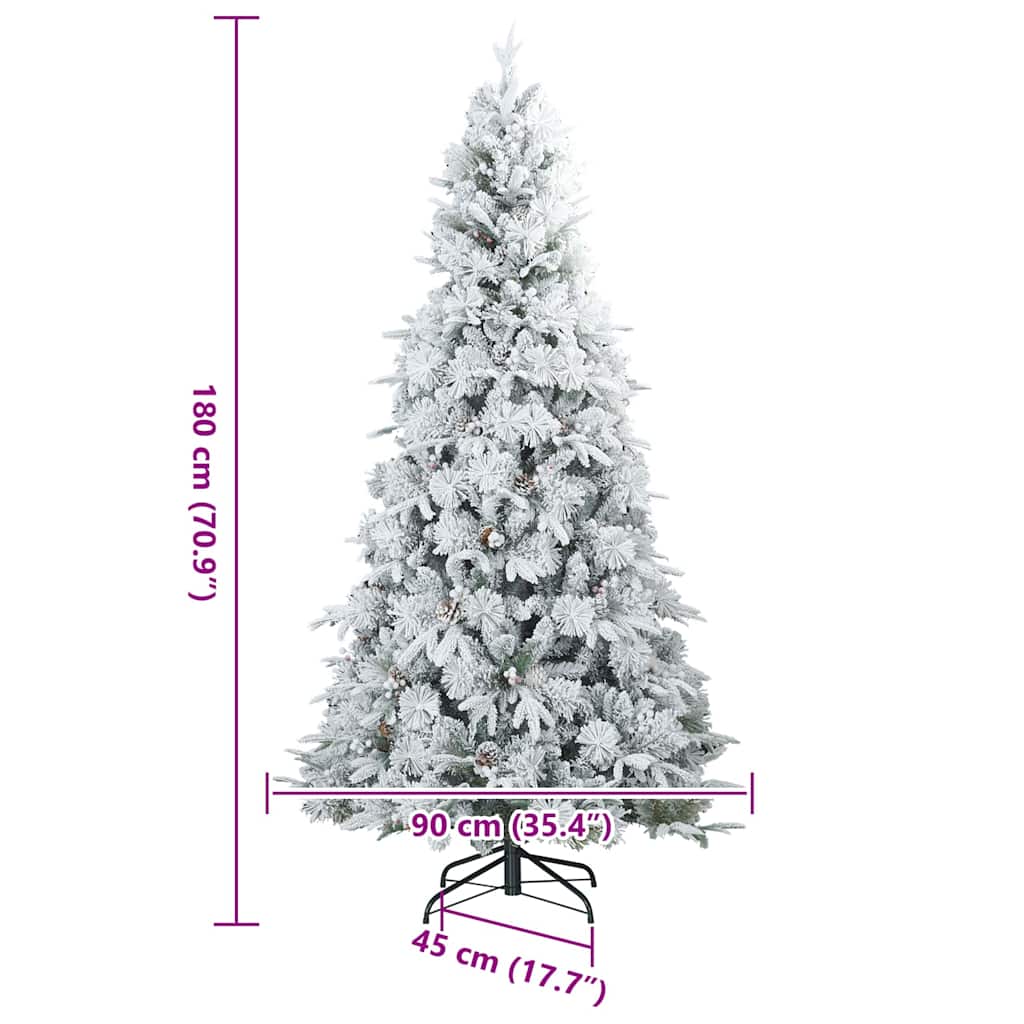 Kunstig svingbar juletre med snødekk med stativ Hvit 180 cm