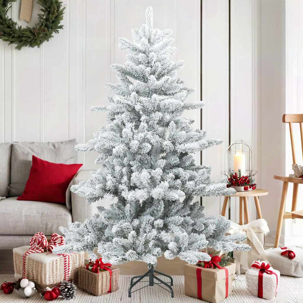 Kunstig svingbar juletre med snødekk Hvit 150 cm PVC, stål