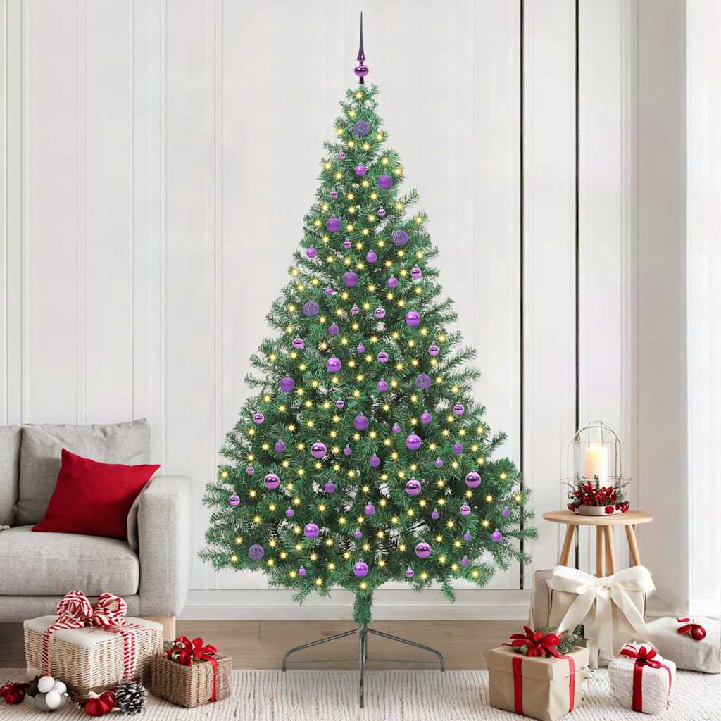Kunstig Forhåndsopplyst Juletre med 300 LED grønn 240 cm PVC