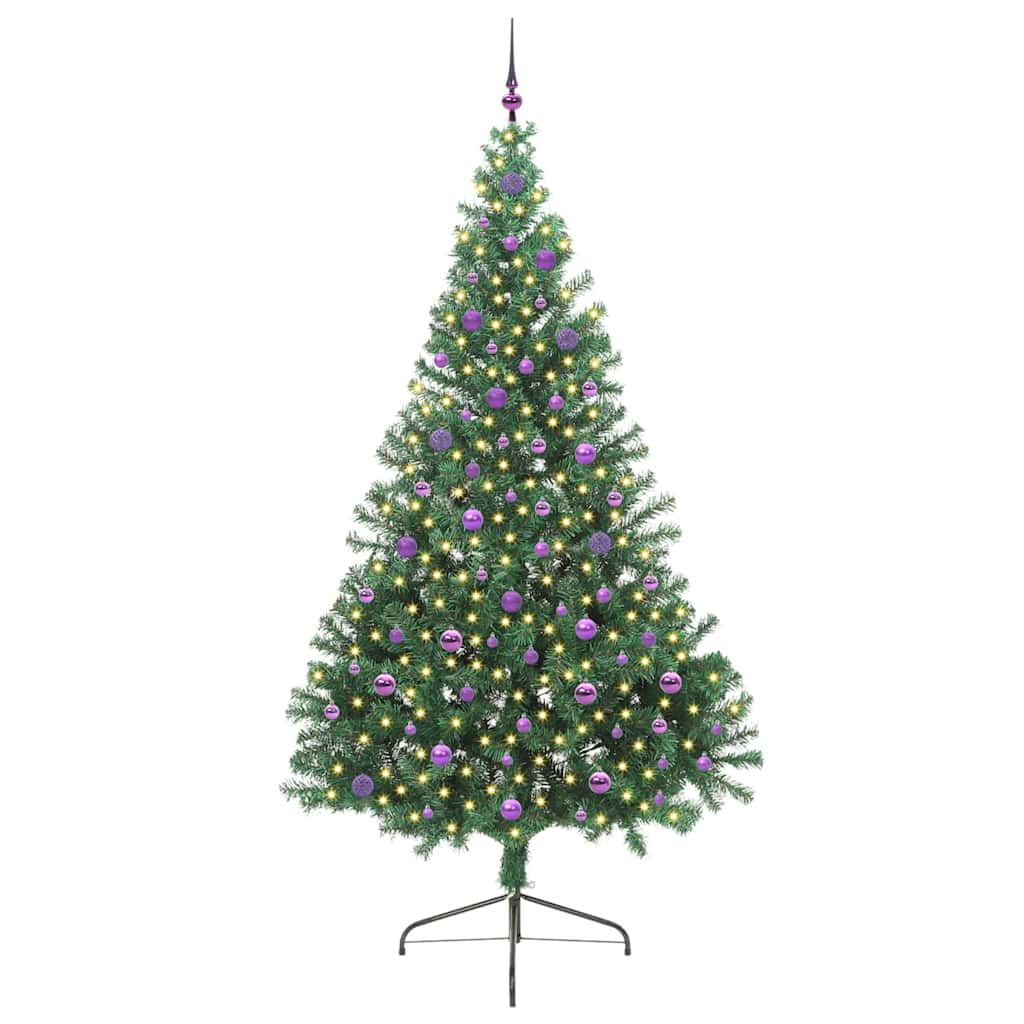 Kunstig Forhåndsopplyst Juletre med 300 LED grønn 240 cm PVC