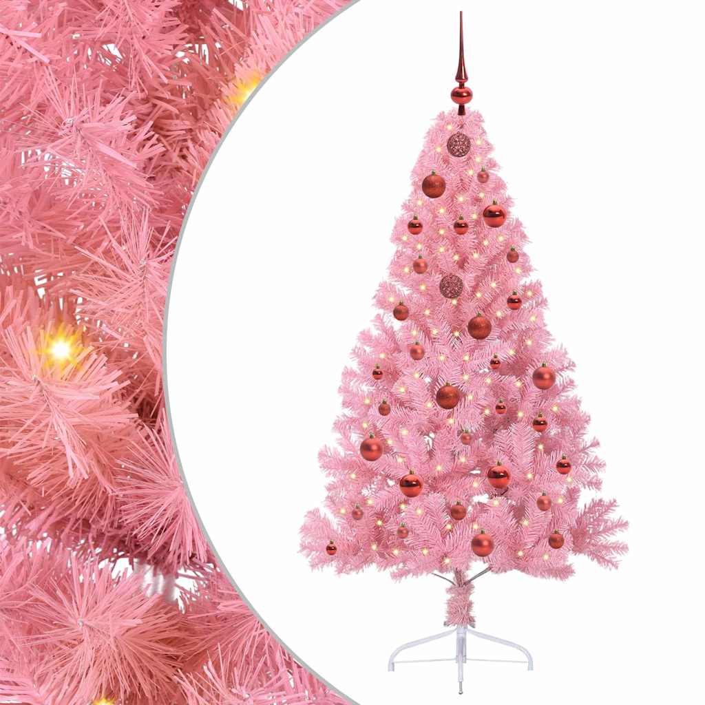 Kunstig Forhåndsopplyst Juletre med 150 LED Rosa 150 cm PVC